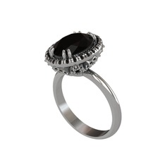 Siyah zirkon 8 ayar beyaz altın yüzük