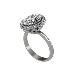 Maahes Yüzük - Swarovski ve pırlanta 18 ayar beyaz altın yüzük (0.8448 karat) #1fnsult