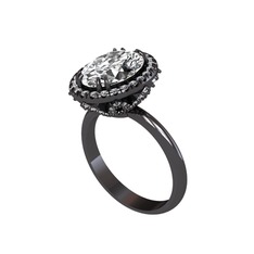 Maahes Yüzük - Beyaz zirkon ve pırlanta 925 ayar siyah rodyum kaplama gümüş yüzük (0.8448 karat) #1fs58sb