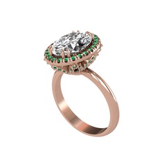 Swarovski ve yeşil kuvars 8 ayar rose altın yüzük