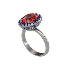 Maahes Yüzük - Garnet ve lab safir 8 ayar beyaz altın yüzük #1izbodw