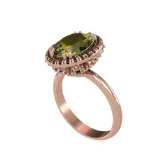Maahes Yüzük - Peridot ve dumanlı kuvars 8 ayar rose altın yüzük #1jj45c2