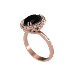 Maahes Yüzük - Siyah zirkon ve pırlanta 18 ayar rose altın yüzük (0.8448 karat) #1kqsb5m