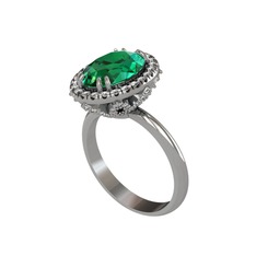 Maahes Yüzük - Yeşil kuvars ve swarovski 14 ayar beyaz altın yüzük #1lkeov0