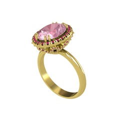 Maahes Yüzük - Pembe kuvars ve rodolit garnet 8 ayar altın yüzük #1motdw9