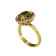 Peridot ve rodolit garnet 8 ayar altın yüzük