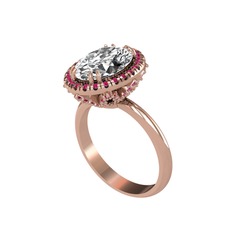 Maahes Yüzük - Swarovski ve rodolit garnet 925 ayar rose altın kaplama gümüş yüzük #1oo947c