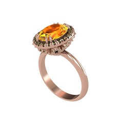 Maahes Yüzük - Sitrin ve peridot 8 ayar rose altın yüzük #1p95jbl