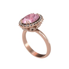 Pembe kuvars ve pırlanta 14 ayar rose altın yüzük (0.8448 karat)