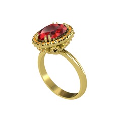Garnet ve sitrin 925 ayar altın kaplama gümüş yüzük