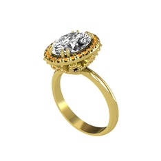 Maahes Yüzük - Swarovski ve sitrin 14 ayar altın yüzük #1sq9yc9
