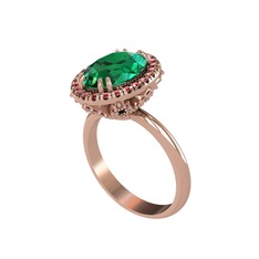 Yeşil kuvars ve garnet 18 ayar rose altın yüzük