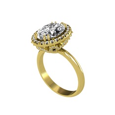 Maahes Yüzük - Swarovski ve beyaz zirkon 14 ayar altın yüzük #1vxp885