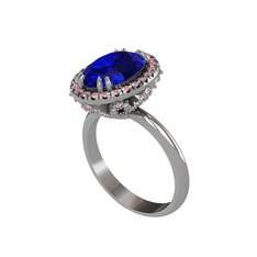 Maahes Yüzük - Lab safir ve pembe kuvars 14 ayar beyaz altın yüzük #1wprdkf