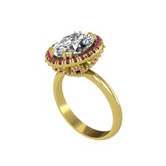 Swarovski ve rodolit garnet 14 ayar altın yüzük