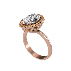 Swarovski ve sitrin 14 ayar rose altın yüzük