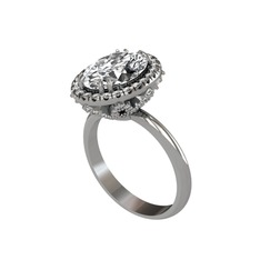 Maahes Yüzük - Beyaz zirkon ve swarovski 8 ayar beyaz altın yüzük #28zvla