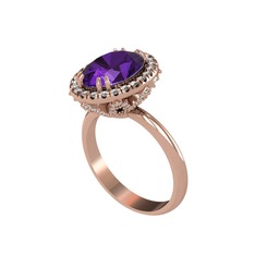 Maahes Yüzük - Ametist ve swarovski 14 ayar rose altın yüzük #3seufk
