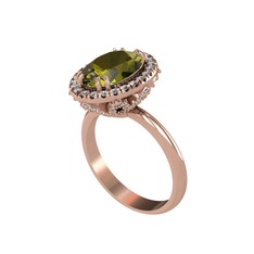 Maahes Yüzük - Peridot ve pırlanta 14 ayar rose altın yüzük (0.8448 karat) #4ffz97