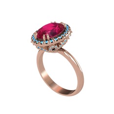 Maahes Yüzük - Rodolit garnet ve akuamarin 8 ayar rose altın yüzük #5jbp2w