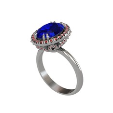 Lab safir ve garnet 925 ayar gümüş yüzük