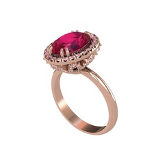 Maahes Yüzük - Rodolit garnet ve pembe kuvars 8 ayar rose altın yüzük #6hkzc1