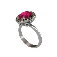 Maahes Yüzük - Rodolit garnet ve peridot 18 ayar beyaz altın yüzük #7ommb7