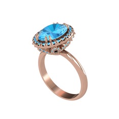 Maahes Yüzük - Akuamarin 8 ayar rose altın yüzük #8uyc0d