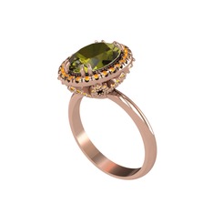 Maahes Yüzük - Peridot ve sitrin 8 ayar rose altın yüzük #acpoc7