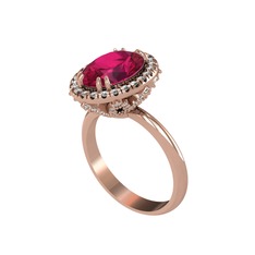 Maahes Yüzük - Rodolit garnet ve swarovski 14 ayar rose altın yüzük #b5o8