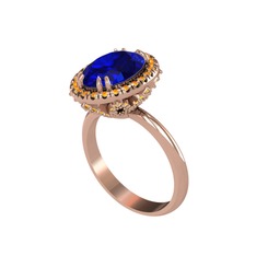 Maahes Yüzük - Lab safir ve sitrin 8 ayar rose altın yüzük #ck5235