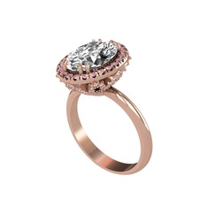 Maahes Yüzük - Swarovski ve pembe kuvars 14 ayar rose altın yüzük #en1rcu