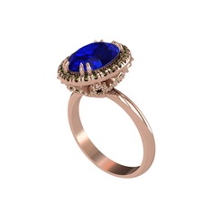 Lab safir ve peridot 925 ayar rose altın kaplama gümüş yüzük