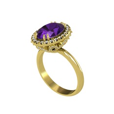 Maahes Yüzük - Ametist ve beyaz zirkon 8 ayar altın yüzük #hcb5ea