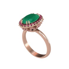Maahes Yüzük - Kök zümrüt ve rodolit garnet 8 ayar rose altın yüzük #hg2ftb