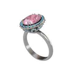Maahes Yüzük - Pembe kuvars ve akuamarin 925 ayar gümüş yüzük #hxj32q