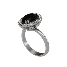 Siyah zirkon ve swarovski 8 ayar beyaz altın yüzük