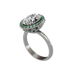 Maahes Yüzük - Swarovski ve yeşil kuvars 18 ayar beyaz altın yüzük #nu3w4f