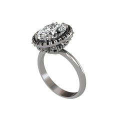 Maahes Yüzük - Swarovski ve siyah zirkon 18 ayar beyaz altın yüzük #opayu2