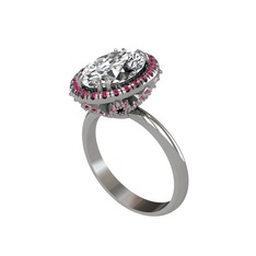 Maahes Yüzük - Beyaz zirkon ve rodolit garnet 925 ayar gümüş yüzük #r3qa34