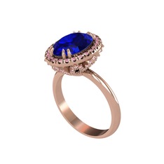 Maahes Yüzük - Lab safir ve pembe kuvars 14 ayar rose altın yüzük #upkkwl