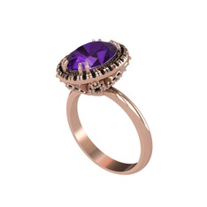 Ametist ve siyah zirkon 18 ayar rose altın yüzük