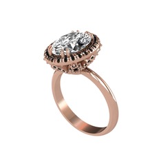 Swarovski ve siyah zirkon 925 ayar rose altın kaplama gümüş yüzük
