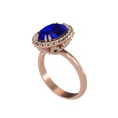 Lab safir ve swarovski 8 ayar rose altın yüzük