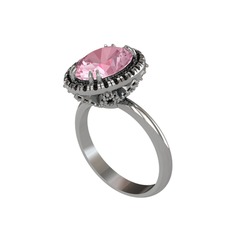 Maahes Yüzük - Pembe kuvars ve siyah zirkon 14 ayar beyaz altın yüzük #yiwoi9