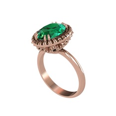 Yeşil kuvars ve dumanlı kuvars 18 ayar rose altın yüzük