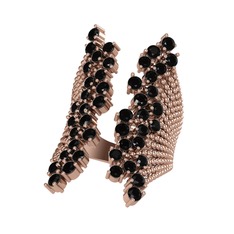 Livya Yüzük - Siyah zirkon 925 ayar rose altın kaplama gümüş yüzük #1scjetm