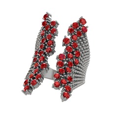 Garnet 14 ayar beyaz altın yüzük