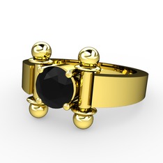 Nora Tektaş Yüzük - Siyah zirkon 925 ayar altın kaplama gümüş yüzük #13iom15