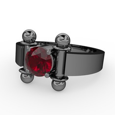 Garnet 925 ayar siyah rodyum kaplama gümüş yüzük